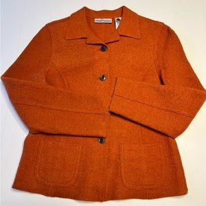 Valerie Stevens Wool Rich Blend Orange Button Front Coat Blazer/Jacket 6P